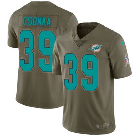 Wholesale Cheap Nike Dolphins #39 Larry Csonka Olive Men\'s Stitched NFL Limited 2017 Salute to Service Jersey