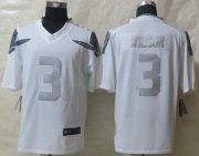 Wholesale Cheap Nike Seahawks #3 Russell Wilson White Men's Stitched NFL Limited Platinum Jersey