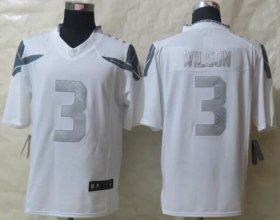 Wholesale Cheap Nike Seahawks #3 Russell Wilson White Men\'s Stitched NFL Limited Platinum Jersey