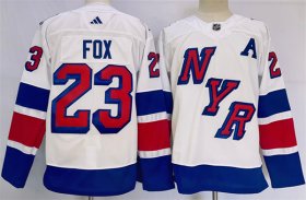 Cheap Men\'s New York Rangers #23 Adam Fox White 2024 Stadium Series Stitched Jersey