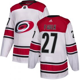 Wholesale Cheap Adidas Hurricanes #27 Justin Faulk White Road Authentic Stitched Youth NHL Jersey