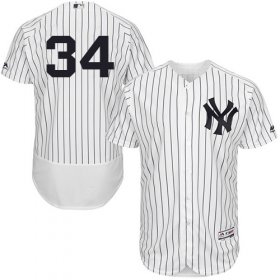 Wholesale Cheap Yankees #34 J.A. Happ White Strip Flexbase Authentic Collection Stitched MLB Jersey