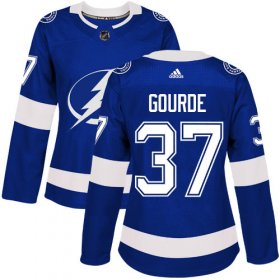 Cheap Adidas Lightning #37 Yanni Gourde Blue Home Authentic Women\'s Stitched NHL Jersey