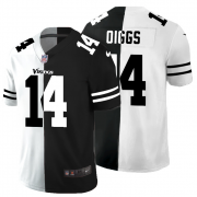 Cheap Minnesota Vikings #14 Stefon Diggs Men's Black V White Peace Split Nike Vapor Untouchable Limited NFL Jersey