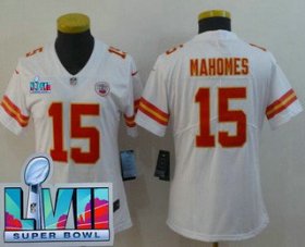 Cheap Women\'s Kansas City Chiefs #15 Patrick Mahomes Limited White Super Bowl LVII Vapor Jersey