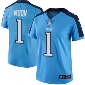 Wholesale Cheap Nike Titans #1 Warren Moon Light Blue Women\'s Stitched NFL Limited Rush Jersey