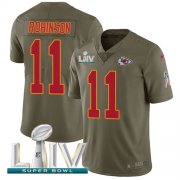 Wholesale Cheap Nike Chiefs #11 Demarcus Robinson Olive Super Bowl LIV 2020 Youth Stitched NFL Limited 2017 Salute To Service Jersey
