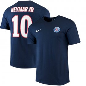Wholesale Cheap Paris Saint-Germain #10 Neymar Santos Nike Neymar Name and Number Home T-Shirt Navy