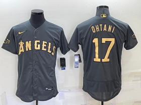 Wholesale Men\'s Los Angeles Angels #17 Shohei Ohtani Grey 2022 All Star Stitched Flex Base Nike Jersey