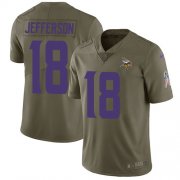 Wholesale Cheap Nike Vikings #18 Justin Jefferson Olive Men's Stitched NFL Limited 2017 Salute To Service Jersey