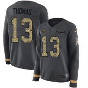 Wholesale Cheap Nike Saints #13 Michael Thomas Anthracite Salute to Service Women's Stitched NFL Limited Therma Long Sleeve Jersey