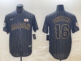 Cheap Men\'s Japan Baseball #16 Shohei Ohtani 2023 Black World Baseball Classic Stitched Jersey