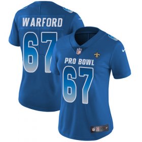 Wholesale Cheap Nike Saints #67 Larry Warford Royal Women\'s Stitched NFL Limited NFC 2018 Pro Bowl Jersey