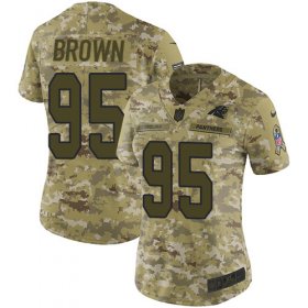 Wholesale Cheap Nike Panthers #95 Derrick Brown Camo Women\'s Stitched NFL Limited 2018 Salute To Service Jersey