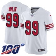 Wholesale Cheap Nike 49ers #99 Javon Kinlaw White Men's Stitched NFL Limited Rush 100th Season Jersey