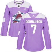 Wholesale Cheap Adidas Avalanche #7 Kevin Connauton Purple Authentic Fights Cancer Women's Stitched NHL Jersey
