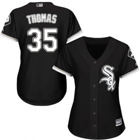 Wholesale Cheap White Sox #35 Frank Thomas Black Alternate Women\'s Stitched MLB Jersey