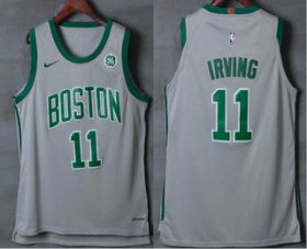 Wholesale Cheap Men\'s Boston Celtics #11 Kyrie Irving Grey 2017-2018 Nike Authentic General Electric Stitched NBA Jersey