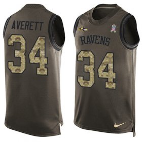 Wholesale Cheap Nike Ravens #34 Anthony Averett Green Men\'s Stitched NFL Limited Salute To Service Tank Top Jersey