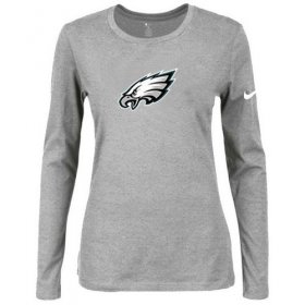 Wholesale Cheap Women\'s Nike Philadelphia Eagles Of The City Long Sleeve Tri-Blend NFL T-Shirt Light Grey