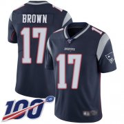 Wholesale Cheap Nike Patriots #17 Antonio Brown Navy Blue Team Color Men's Stitched NFL 100th Season Vapor Limited Jersey