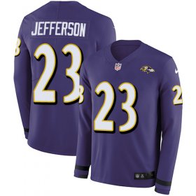 Wholesale Cheap Nike Ravens #23 Tony Jefferson Purple Team Color Men\'s Stitched NFL Limited Therma Long Sleeve Jersey