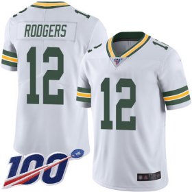 Wholesale Cheap Nike Packers #12 Aaron Rodgers White Men\'s Stitched NFL 100th Season Vapor Limited Jersey