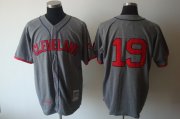 Wholesale Cheap Mitchell and Ness Indians #19 Bob Feller Grey Stitched Throwback MLB Jersey