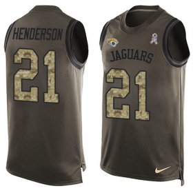 Wholesale Cheap Nike Jaguars #21 C.J. Henderson Green Men\'s Stitched NFL Limited Salute To Service Tank Top Jersey