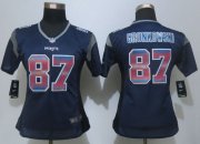 Wholesale Cheap Nike Patriots #87 Rob Gronkowski Navy Blue Team Color Women's Stitched NFL Elite Strobe Jersey