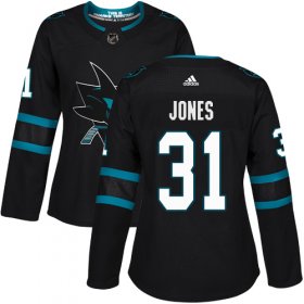 Wholesale Cheap Adidas Sharks #31 Martin Jones Black Alternate Authentic Women\'s Stitched NHL Jersey