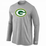 Wholesale Cheap Nike Green Bay Packers Logo Long Sleeve T-Shirt Grey
