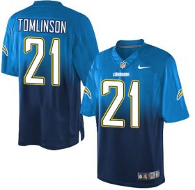Wholesale Cheap Nike Chargers #21 LaDainian Tomlinson Electric Blue/Navy Blue Men\'s Stitched NFL Elite Fadeaway Fashion Jersey