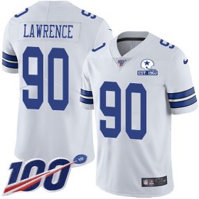Wholesale Cheap Nike Cowboys #90 DeMarcus Lawrence White Men\'s Stitched With Established In 1960 Patch NFL 100th Season Vapor Untouchable Limited Jersey
