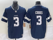 Wholesale Cheap Men's Dallas Cowboys #3 Brandin Cooks Navy Blue 2023 FUSE Vapor Stitched Jersey