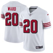 Wholesale Cheap Nike 49ers #20 Jimmie Ward White Rush Men's Stitched NFL Vapor Untouchable Limited Jersey