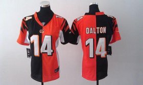 Wholesale Cheap Nike Bengals #14 Andy Dalton Orange/Black Women\'s Stitched NFL Elite Split Jersey