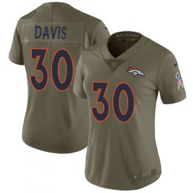 Wholesale Cheap Nike Broncos #30 Terrell Davis Olive Women\'s Stitched NFL Limited 2017 Salute to Service Jersey