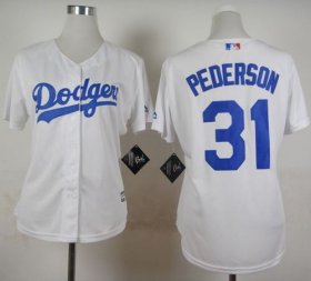 Wholesale Cheap Dodgers #31 Joc Pederson White Home Women\'s Stitched MLB Jersey