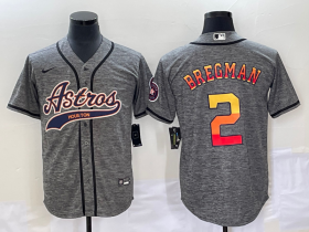 Wholesale Cheap Men\'s Houston Astros #2 Alex Bregman Grey Gridiron Cool Base Stitched Baseball Jersey