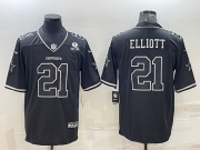 Wholesale Cheap Men's Dallas Cowboys #21 Ezekiel Elliott Black With 1960 Patch Limited Stitched Football Jersey
