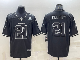Wholesale Cheap Men\'s Dallas Cowboys #21 Ezekiel Elliott Black With 1960 Patch Limited Stitched Football Jersey