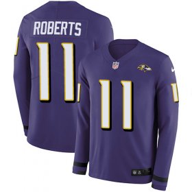 Wholesale Cheap Nike Ravens #11 Seth Roberts Purple Team Color Men\'s Stitched NFL Limited Therma Long Sleeve Jersey