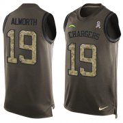 Wholesale Cheap Nike Chargers #19 Lance Alworth Green Men's Stitched NFL Limited Salute To Service Tank Top Jersey