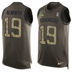Wholesale Cheap Nike Chargers #19 Lance Alworth Green Men\'s Stitched NFL Limited Salute To Service Tank Top Jersey