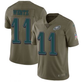 Wholesale Cheap Nike Eagles #11 Carson Wentz Olive Men\'s Stitched NFL Limited 2017 Salute To Service Jersey