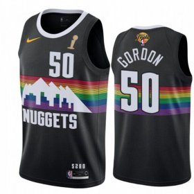 Wholesale Cheap Men\'s Denver Nuggets #50 Aaron Gordon Black 2023 Finals Champions City Edition Stitched Basketball Jersey