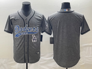 Cheap Men's Los Angeles Dodgers Blank Grey Gridiron Cool Base Stitched Baseball Jersey