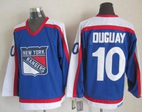 Wholesale Cheap Rangers #10 Ron Duguay Blue/White CCM Throwback Stitched NHL Jersey