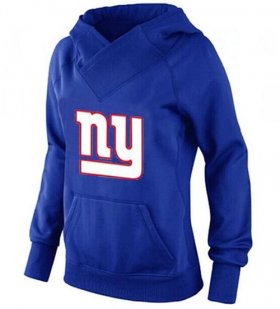 Wholesale Cheap Women\'s New York Giants Logo Pullover Hoodie Blue-1